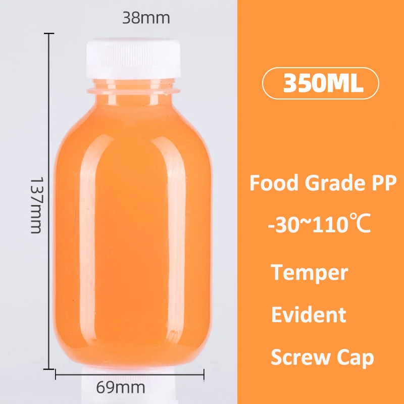 Plastic juice bottle with temper-evident Screw caps Boba tea bottle For Drink beverages PP/PET factory