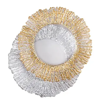 13 Inch Luxury Gold Charger Plates for Wedding Dinner Party Serving Dish Plate Plastic Acrylic Gold Reef Charger Plates Wedding
