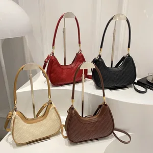 New Trendy  Woven Design Cheap Shoulder Bag for Women 2026 Pu Leather Women's Retro Crossbody Bag