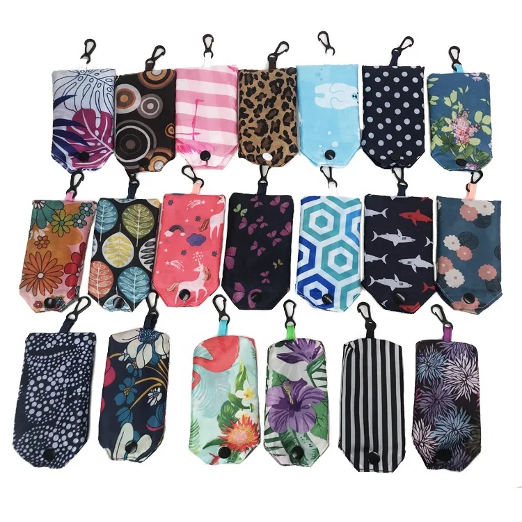 Cheap Custom Foldable Reusable Shopping Tote Bag Large Waterproof Grocery Shopping Tote Bag 190T Nylon Polyester Foldable Bag