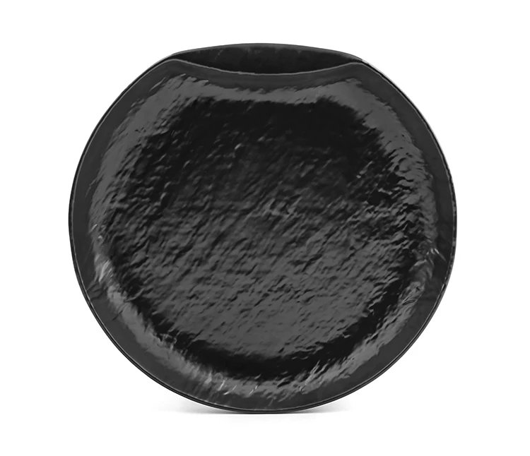 Cheap Rustic Hotel Dishes Plastic Restaurant Frosted Irregular 100% Melamine Plates Print Japanese Sushi Steak Black Custom