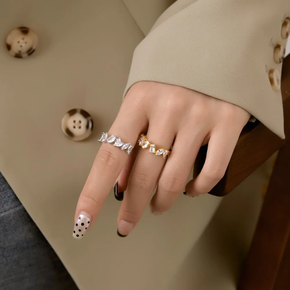 KAKODIY Cubic Zirconia Boutique 925 Sterling Silver Jewelry 18K Gold Plated Engagement Cubic Zirconia Women's Wedding Ring detail 3