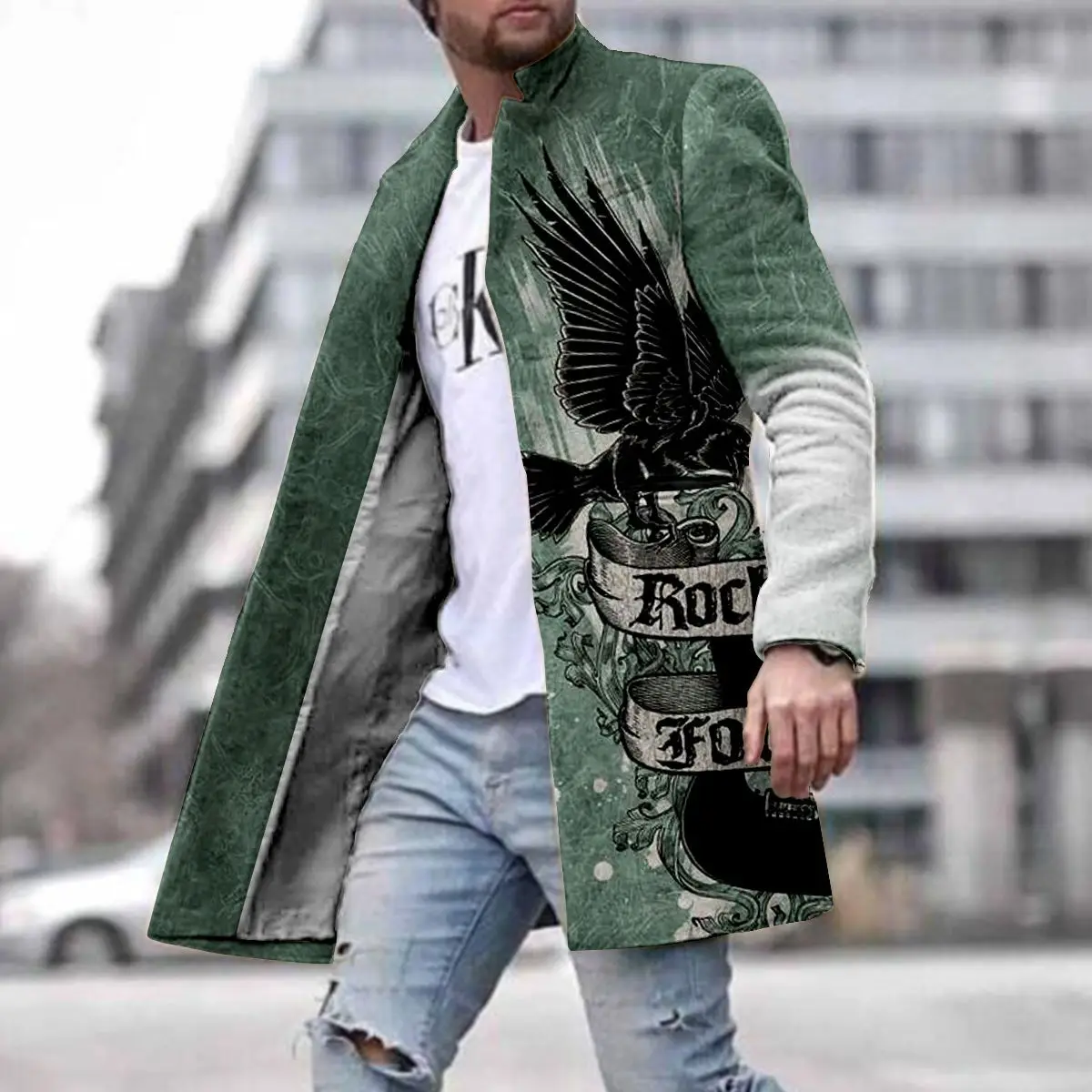 Casual Men's Winter Mid-length Tweed Jacket Slim-fit Single-breasted Coat_voghion.com