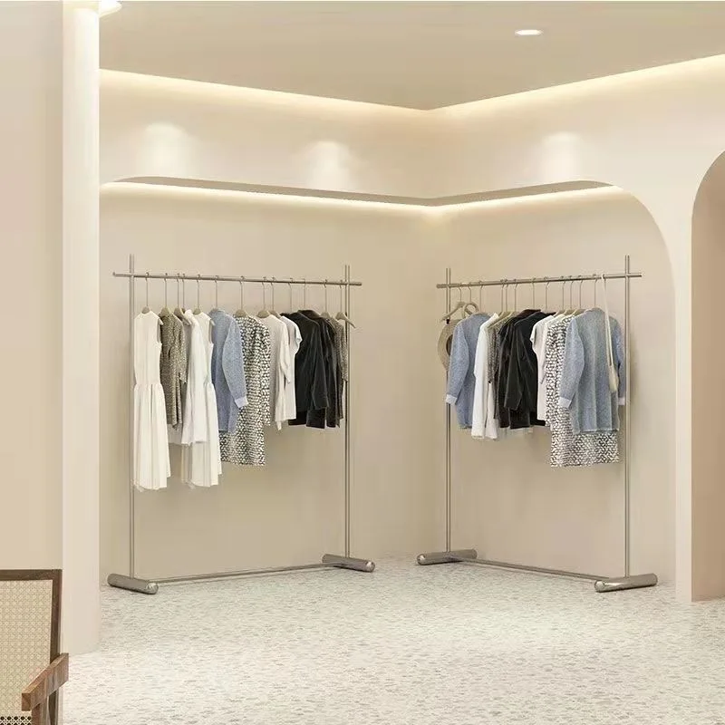 Customized Clothing Store Clothing Rack Floorstanding Stainless Steel