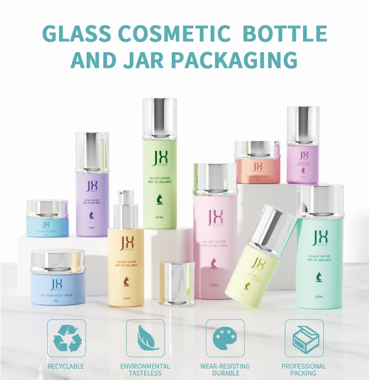 Cosmetic Glass Packaging Set Toner Bottle 20 30 40 50 60 100 120 Ml ...