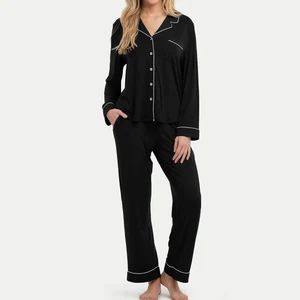 Custom 100% Organic Cotton Women Pyjamas Eco Friendly Sleepwear Breathable Loungewear Soft Homewear Pajamas Set