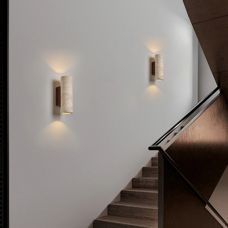 مصباح حائط LED عصري 2024، أنيق وعصري من النحاس، ضوء أبيض دافئ لغرفة النوم وجوار السرير وغرفة المعيشة وممر الدرج مع حجر