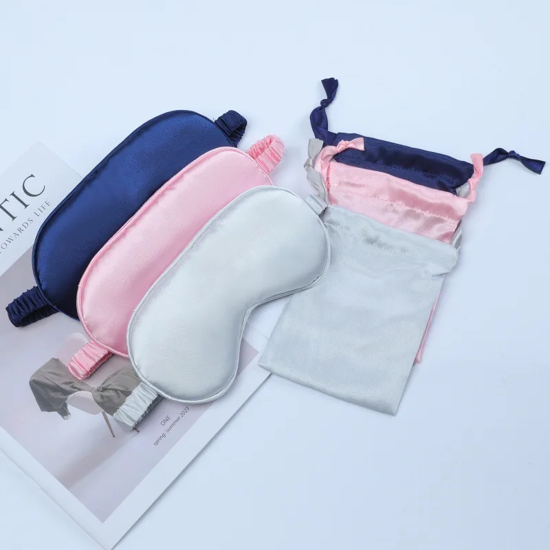 New Design Pure Color Elastic Satin Silk Eye Mask Dropshipping Custom Logo Sleeping Mask