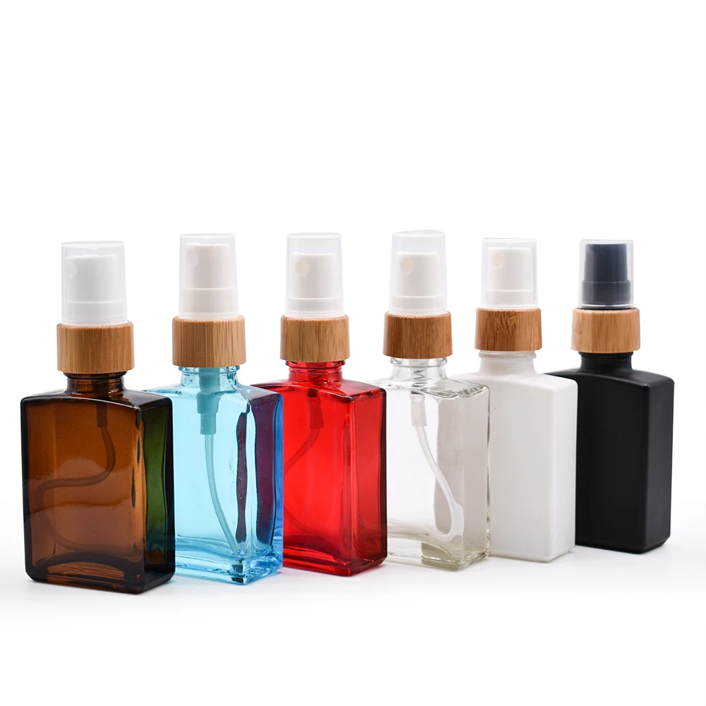 Wholesale red square rectangular essential oil 30ml 1 oz glass dropper bottle for perfume cosmetic oil