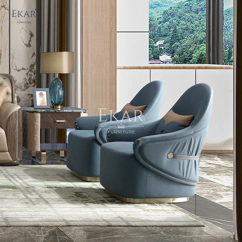 product new design modern leather microfiber leather living room lounge chair sofa combination set-59