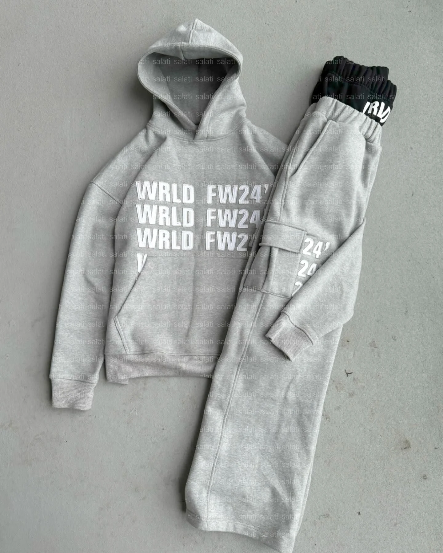 Men's Two-Piece Embroidery Terry Jogging Sweat Suit Zip Tracksuit With Double Waist Flare Sweatpants Hoodie Stack Sweatsuit