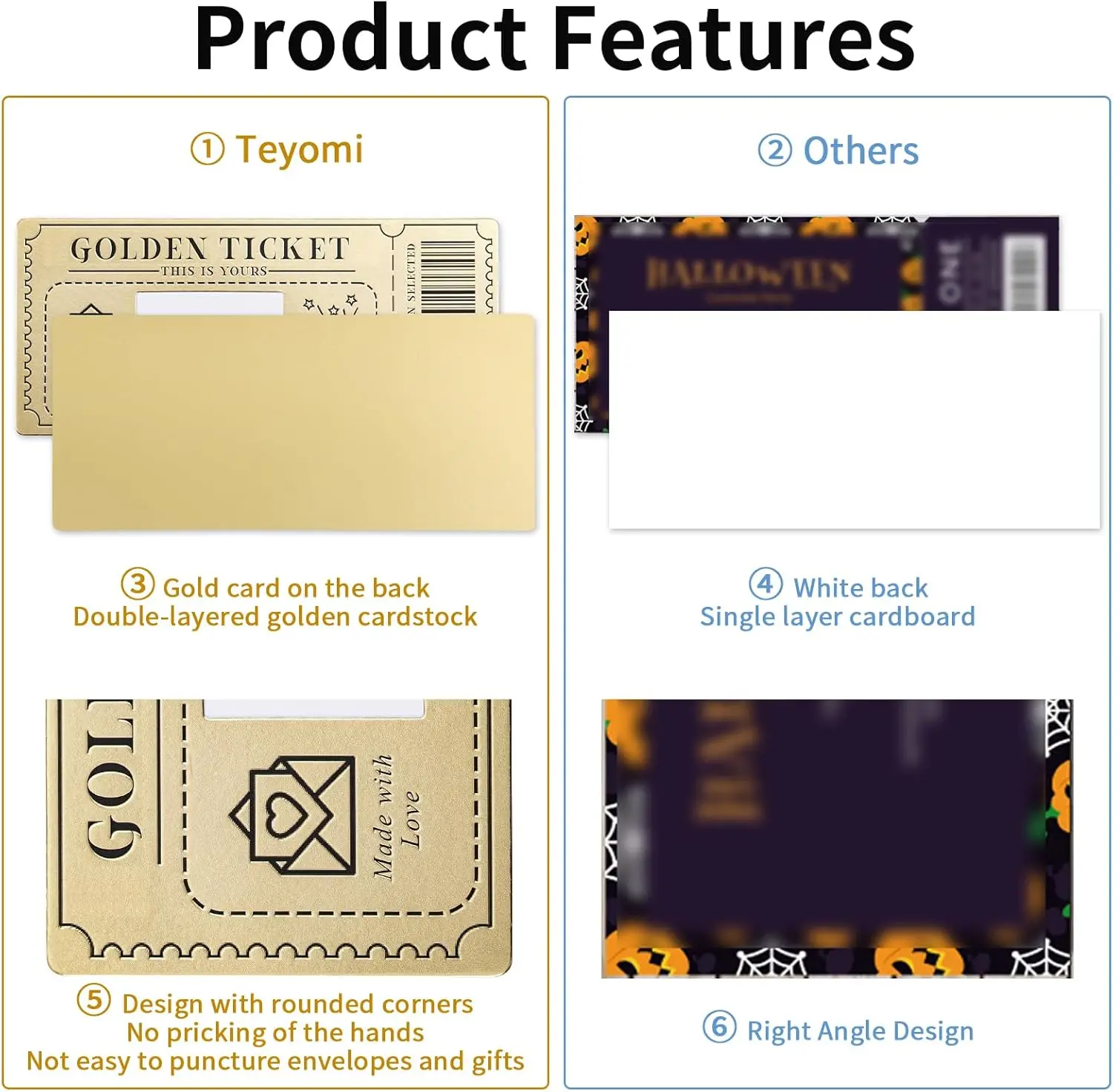 Golden Ticket Scratch-off Cards with Envelopes for Writing Your Own Special for Birthday Valentine's Day Christmas Gift Card