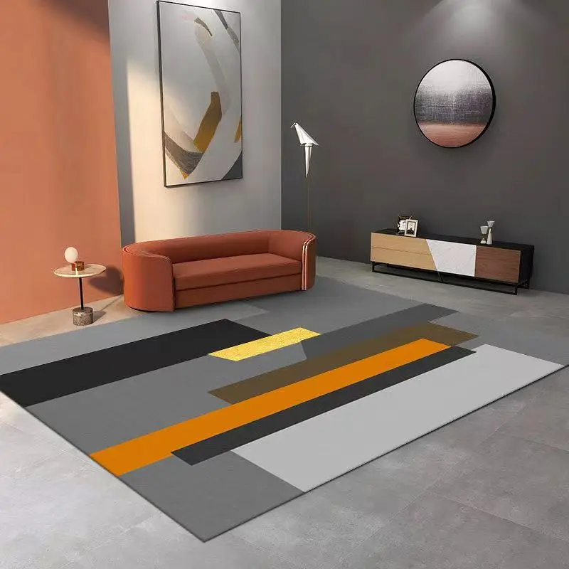 2023 Trending Custom 3d Printed Carpet Rugs Orange Geometric Carpets for Living Room Large Bedroom Area Rugs and Carpet
