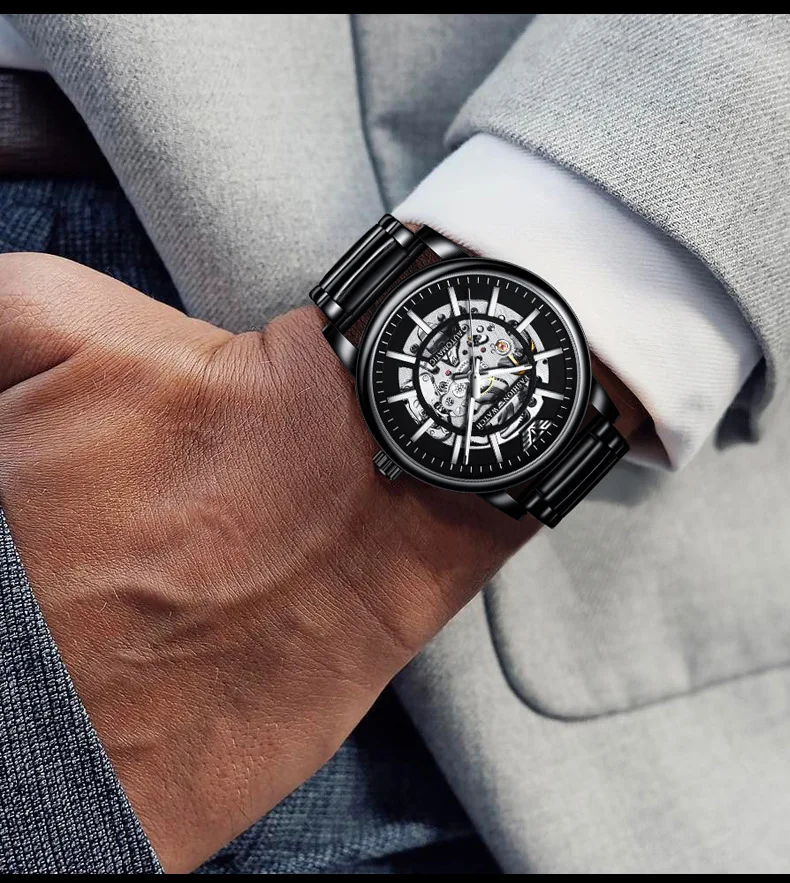 High Quantity Men's Mechanical Watches New TRSOYE Watch 8368 Popular Hollow Case 3ATM Waterproof Men's Watch with Luminous Hands