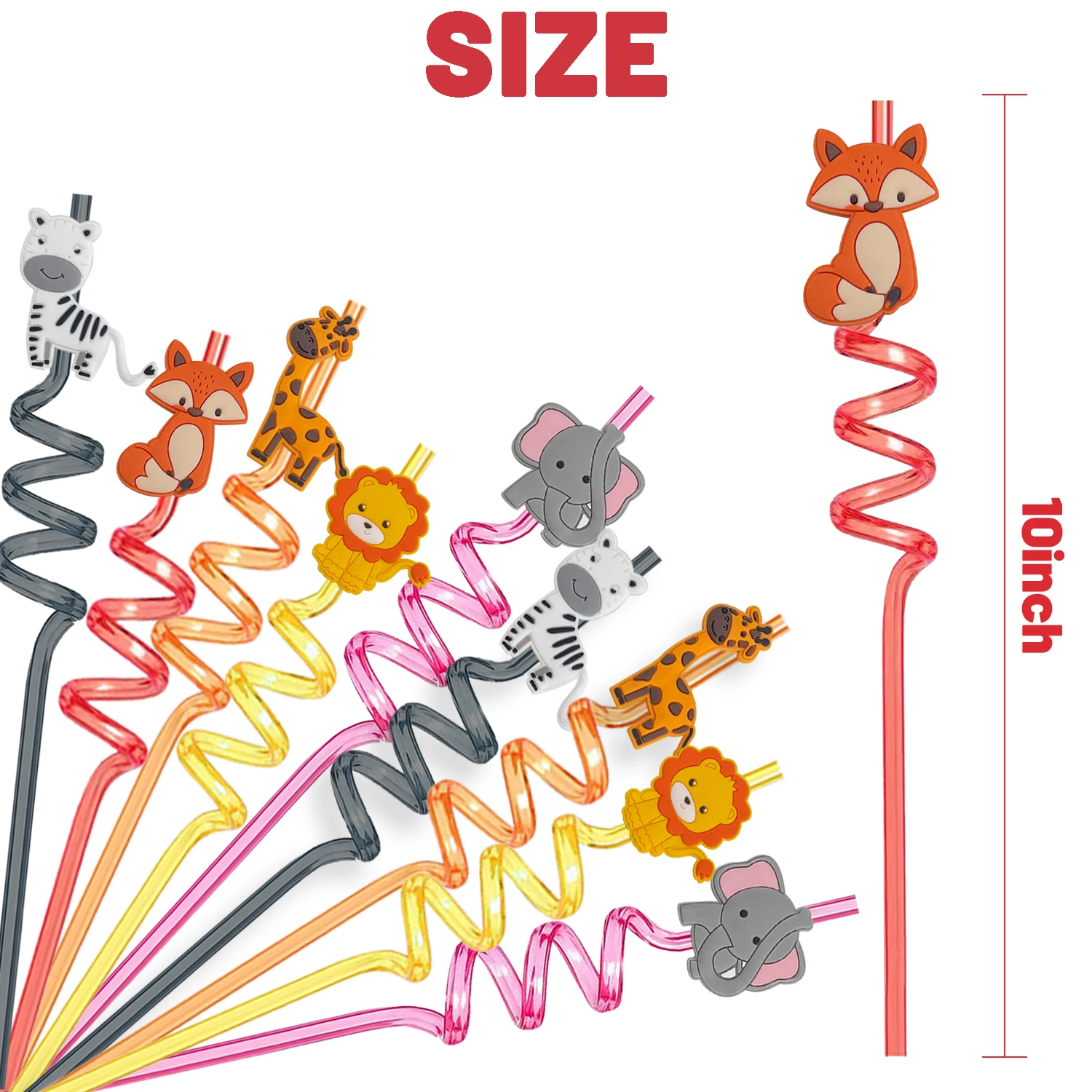 Silicone Rubber Forest Animal Drinking Straws Jungle Safari Animals