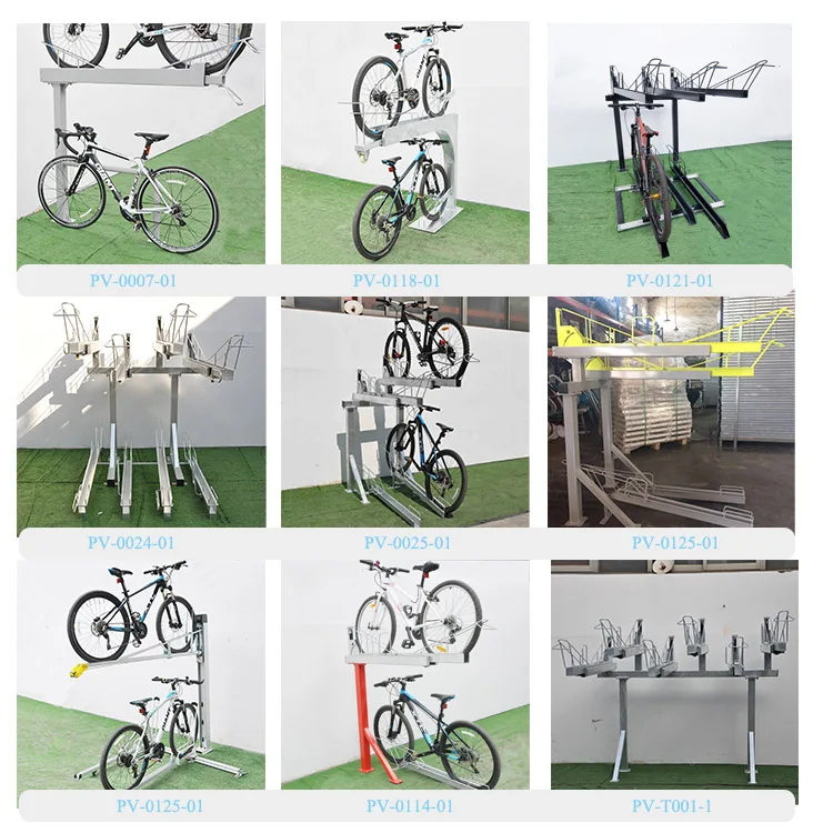 Customized Commercial Universal Two Tier Bicycle Racks Double Decker Stackable Bike Parking Racks Rack Stand Double