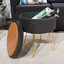 Custom Home Furniture French Storage Chair Dressing Stool Cube Foot Stool With Metal Legs and Coffee Table