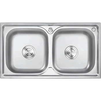 Hot Selling 7843 Stainless Steel Double Bowl Sink Satin Finish  Counter Top Kitchen Sinks