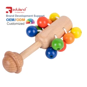 Wholesale Educational DIY Toddler Toys Baby Rattle Wood Montessori Toy