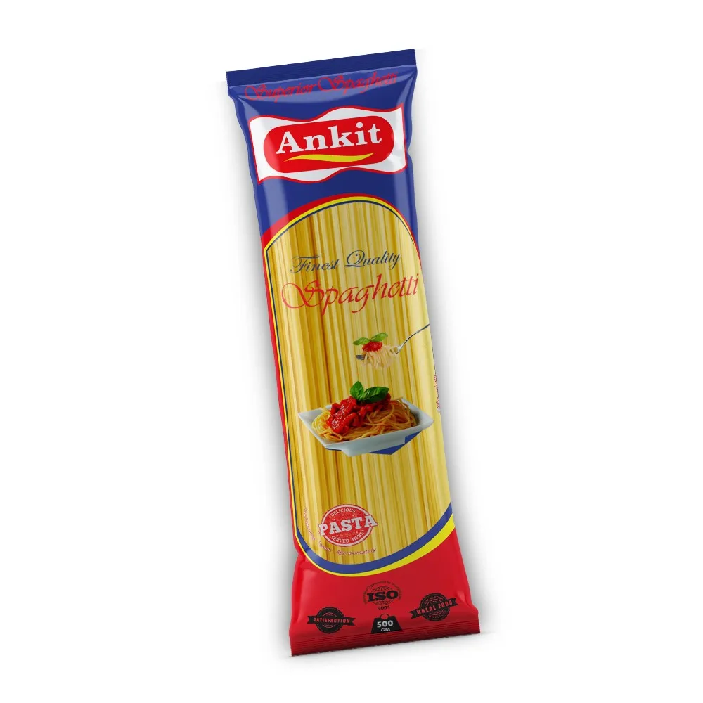 Egyptian Ankit Brand Spaghetti Pasta 500gm Hard Wheat Dried Refined Box Bag Packaging Halal Certified 6-9 Min Cooking Time