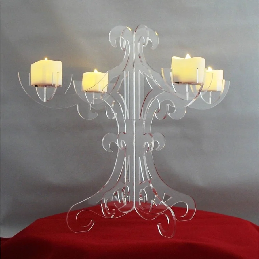 Акриловая подсвечник Lucite для банкета, вечеринки, свадьбы и Рождества