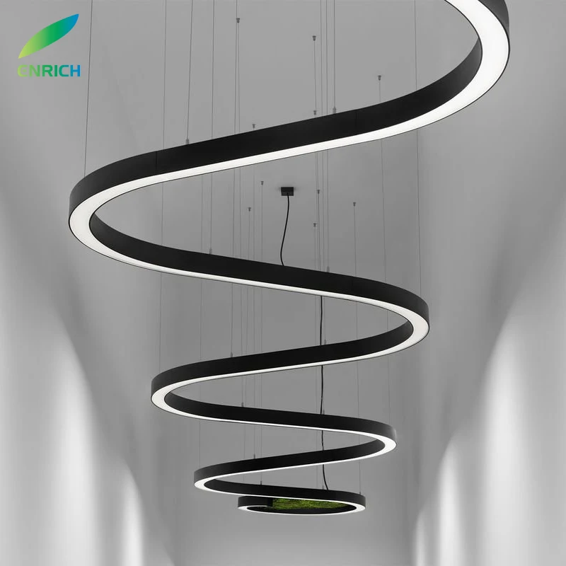 Factory Supply Customized LED Pendant Light Luxury Aluminum Lamp Chandeliers Staircase Hotel Lobby Chandelier