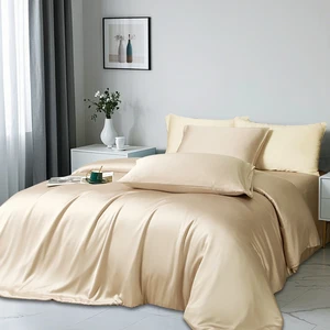 Modern Luxury Designer 100% Bamboo Fabric Comforter Sets Khaki Color Bedding for Home Fashion Style