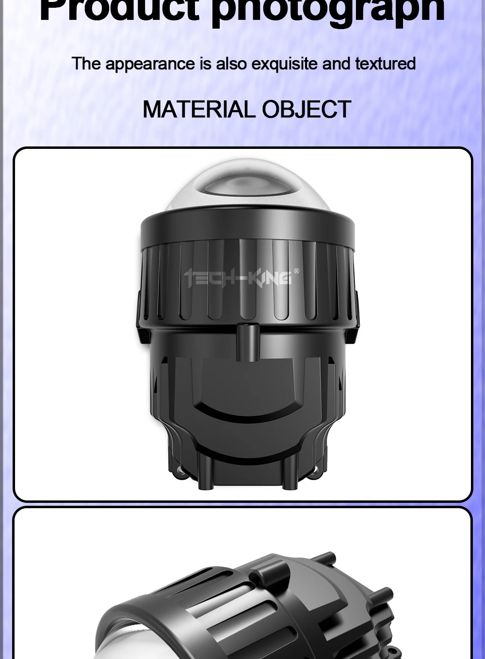 TECH-KING 3.0 inch projector led fog lights for universal cars 12V 3 color mode led fog lights bi led lens projector