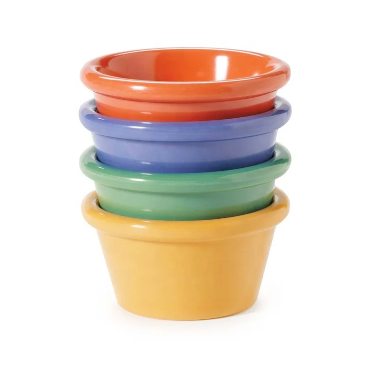 Solid Color Assorted Melamine Bakeware Souffle Dishes Creme Brulee Dish Baking Cup 8oz Melamine Ramekin
