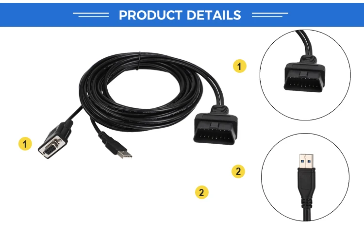 product obdii 16pin female to db9p female with usb j1962test obd2 to db9p usb cable for vga interface diagnostic diy programming-3