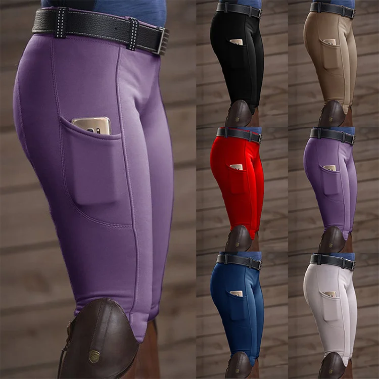 2021 Riding Tights Knee Patch Breeches Equestrian Horse Riding Pants Schooling Tights Zipper