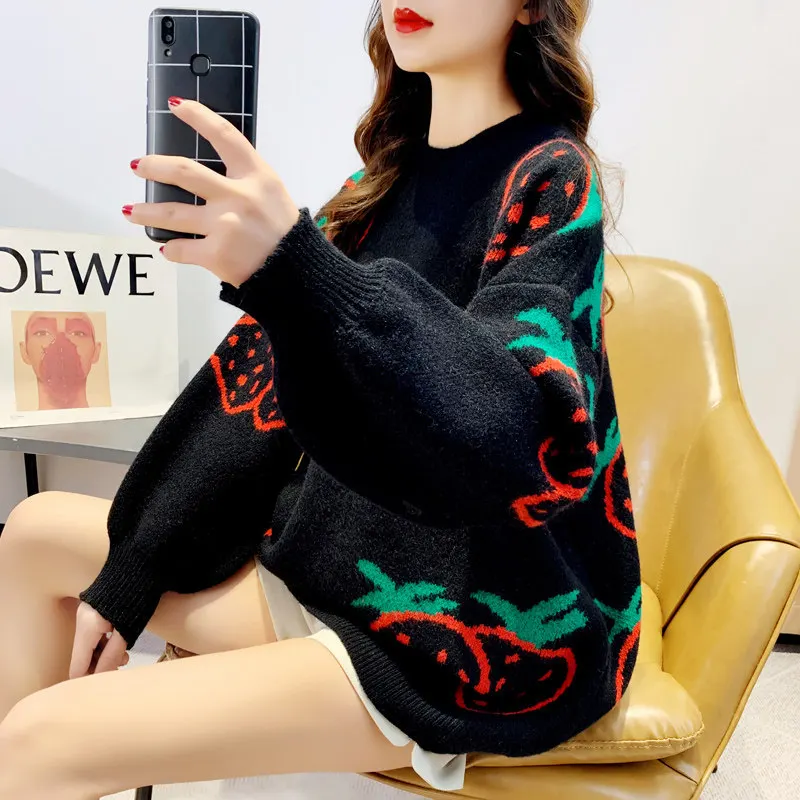 Print Amazaon Top Selling Winter Thick Loose Knit Heavy Weight Christmas Jumper Teenager Pullover Sweater