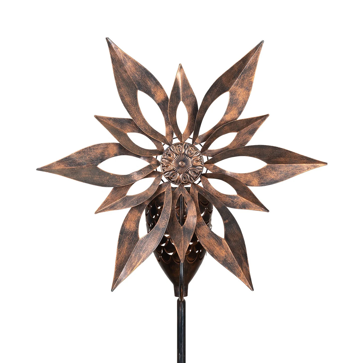  Kinetic Wind Sculpture Copper Metal Solar Wind Spinner