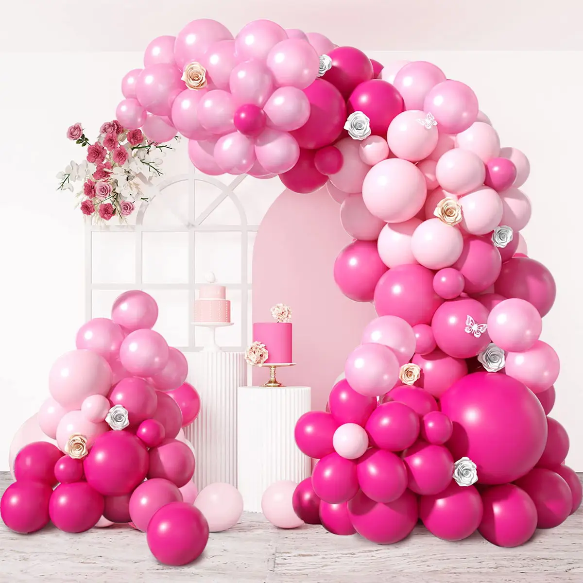 Microstar Diy 113pcs Rose Birthday Confetti Balloons Decor Pink Balloon ...