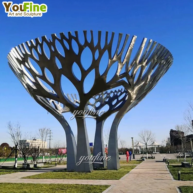 Large Size Modern Outdoor Garden Garden Stainless Steel Tree Sculpture