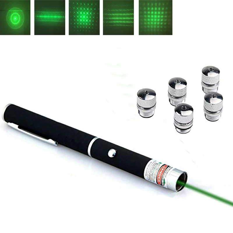 Multi Pattern Heads Star Laser Red Blue Green Pointers 5 in 1 Pointer Laser Light Cat Laser Pen Star
