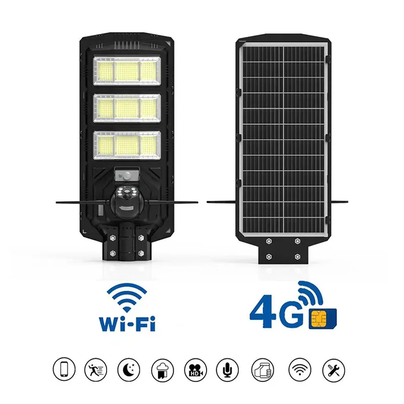 Project Outdoor Solar Wireless Wifi Street Light 300W Manufacturers Ip65 Waterproof All in One Solar With Security Camera