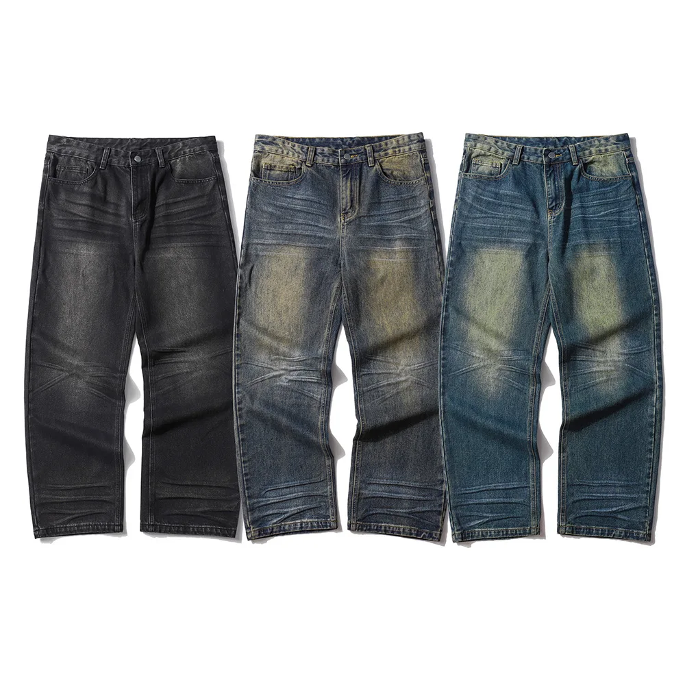 Streetwear Wash Paneled Straight Y2K Jeans main image 0