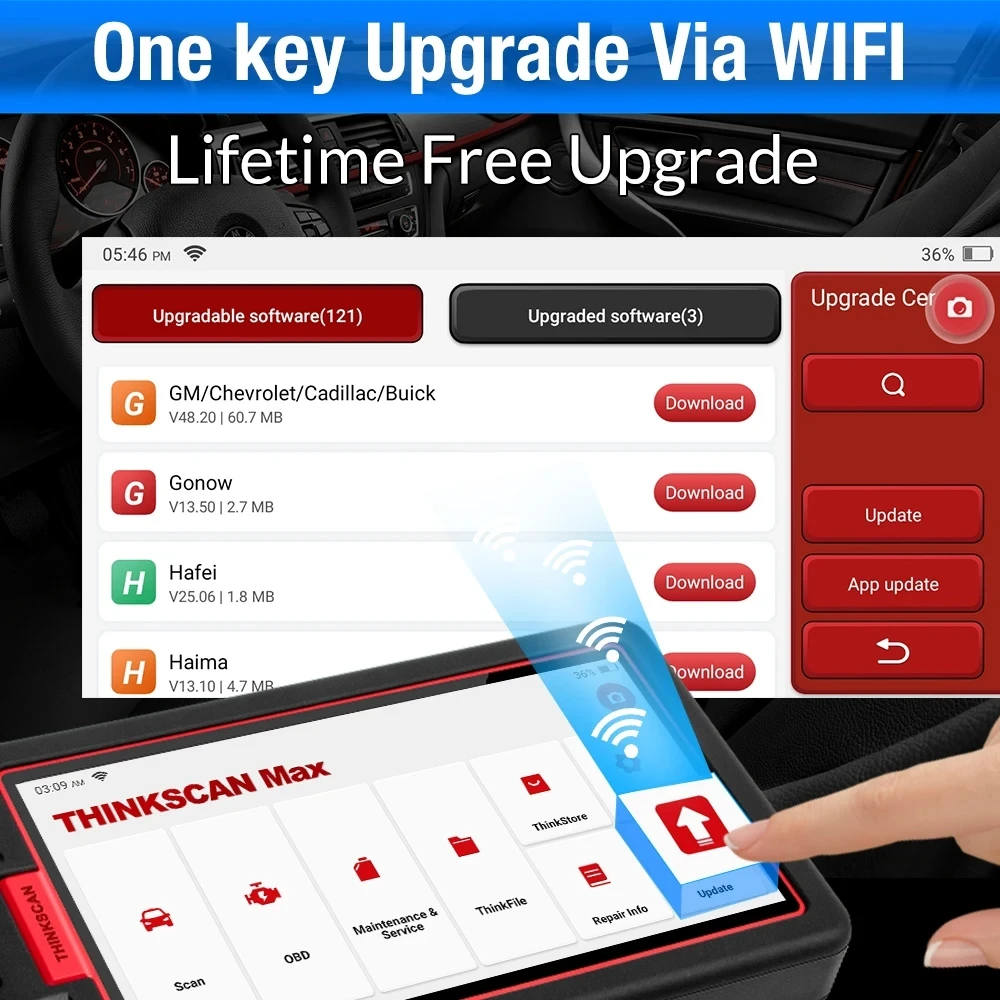 2024 Latest Version ThinkScan Max 2 OBD2 Scanner Diagnostic Tool Car Scanner ECU Coding Thinkscan Max 2 Lifetime Free