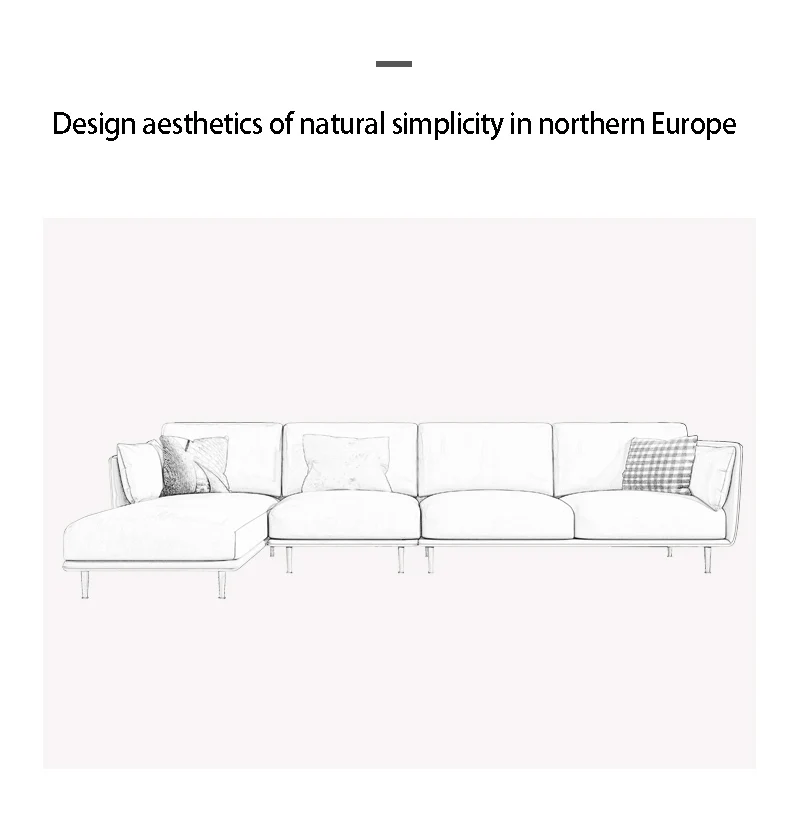 Nordic Sofa Simple Modern Technology Fabric Sofa Threeperson Living