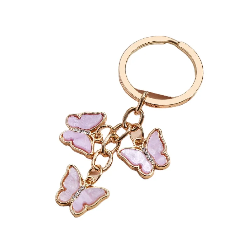 Cute Keychain Oil Butterfly Key Ring Enamel Titanium Steel Animal Key Chains for Women Girls HandbagAccessories Handmade Jewelry