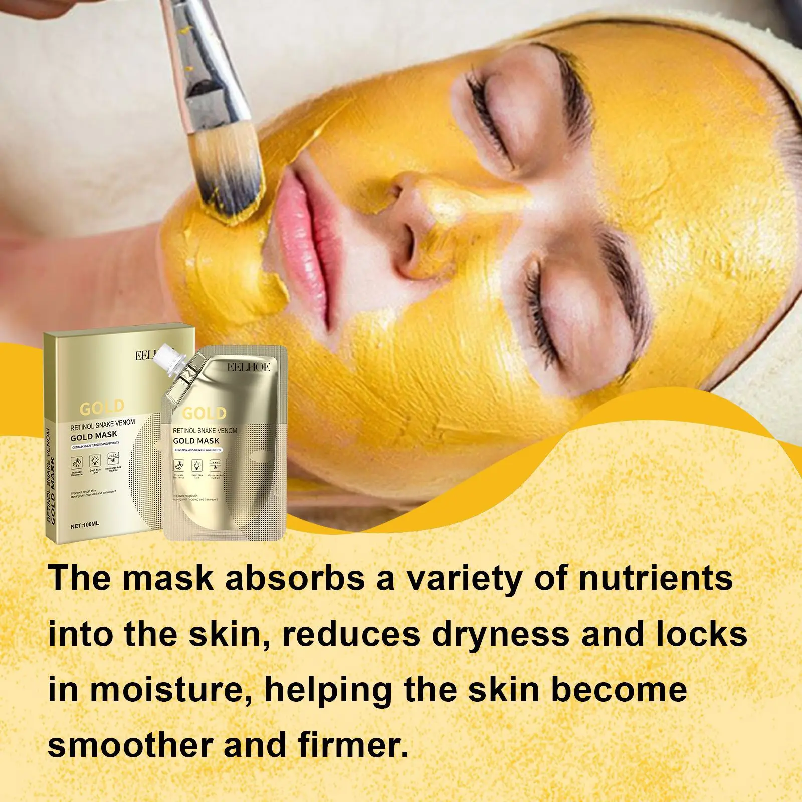 EELHOE Face Deep Cleansing Moisturizing Peel Off Retinol Snake Venom Peptide Gold Mask 100ml
