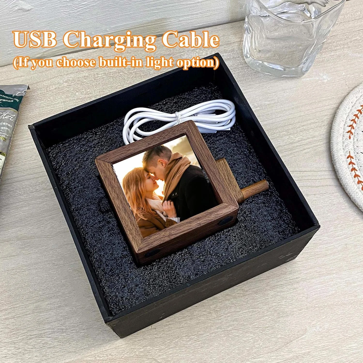 Flip Book Photo Machine Cube Wooden Box 2025 Custom Memory Cube 8 Pages With Light Customized