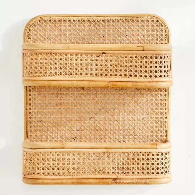 Rattan Wall Shelf Wholesaler Rattan Cane Kitchen Wall Shelf Rack Organizer Decorative Hanging