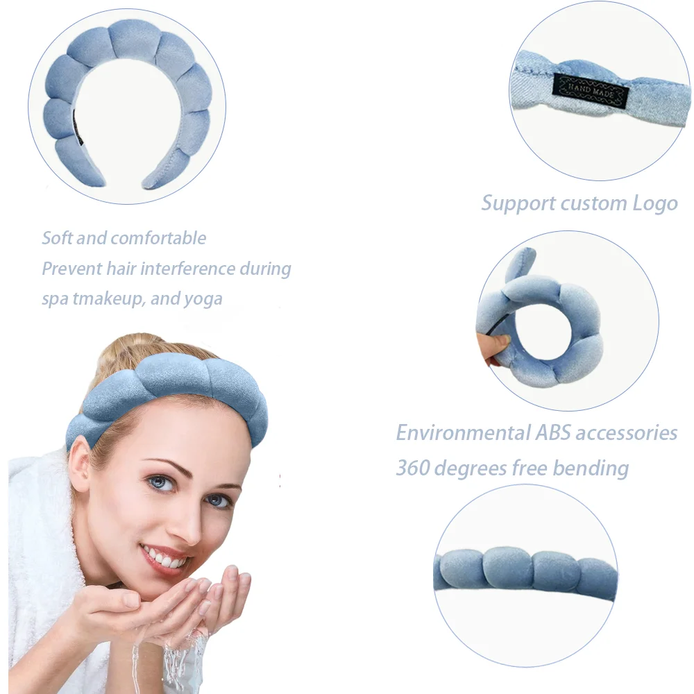 Face Washing Sponge Hairband Yoga Velvet Headband Wrist Band Skin Spa for Women Beauty Makeup Set Gift