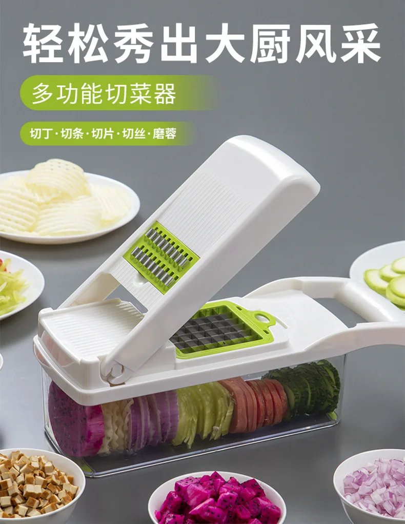 Hand Operated Held Manual 12 In 1 Vegetable Onion Dicer Food Slicer Mandoline Veggie Chopper Chopper Cutter