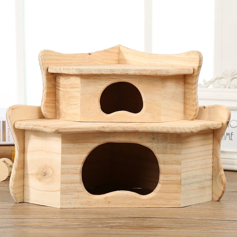 OEM beige Color Wooden Small House for Hamster