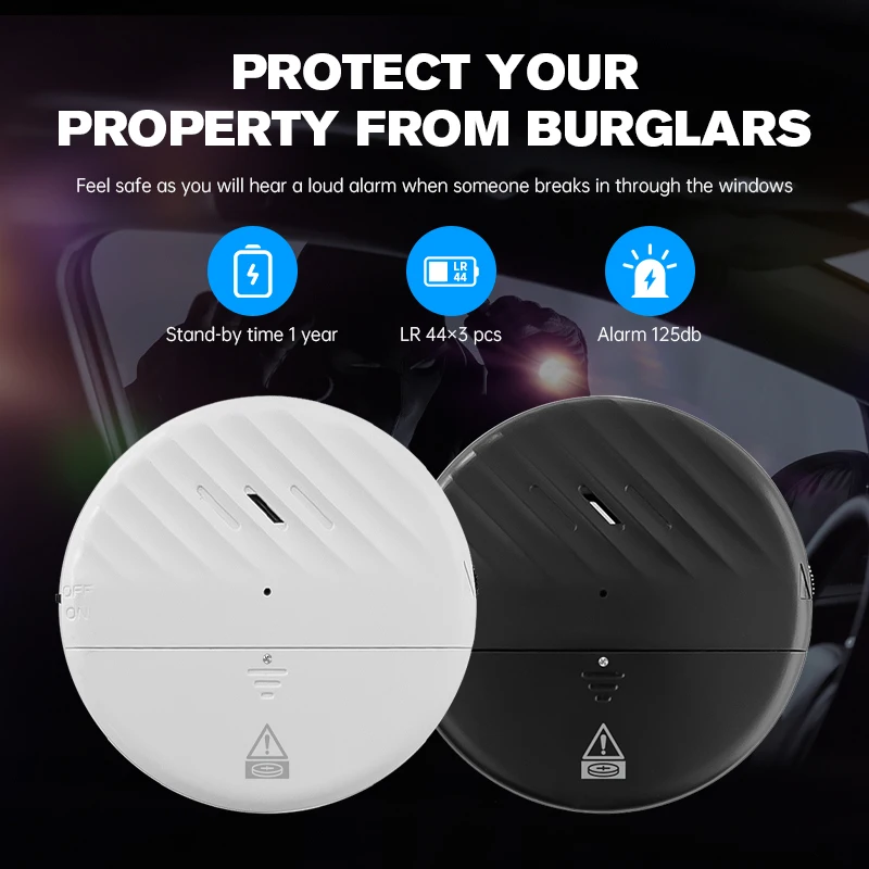Glass Breaker Alarm Detector Sensitivity Adjustable Window Door Vibration Sensor Alarm