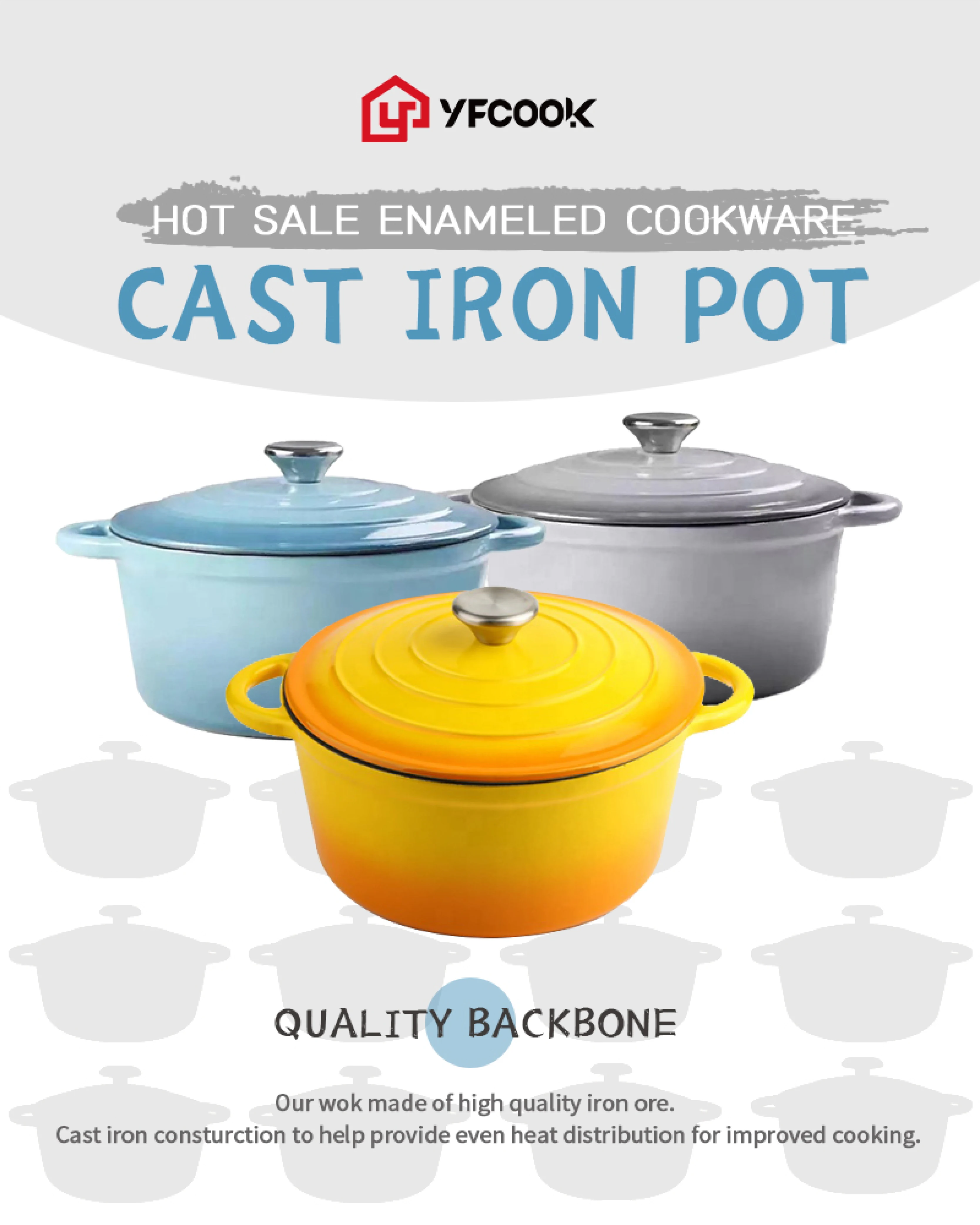 2019 new style cast iron enamel casserole 24cm cast iron enamel