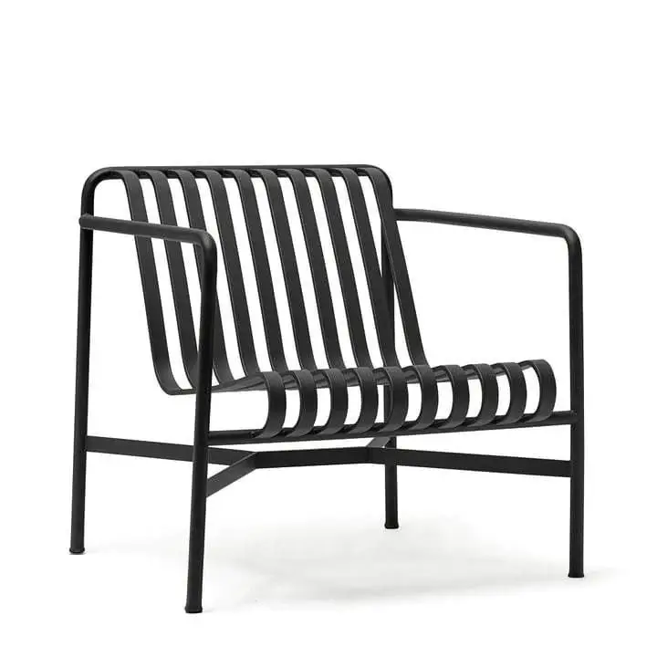 Steel Metal Garden Outdoor Chair Patio Balcony Chat Armchair Low Lounge Chair Outdoor Leisure Chair